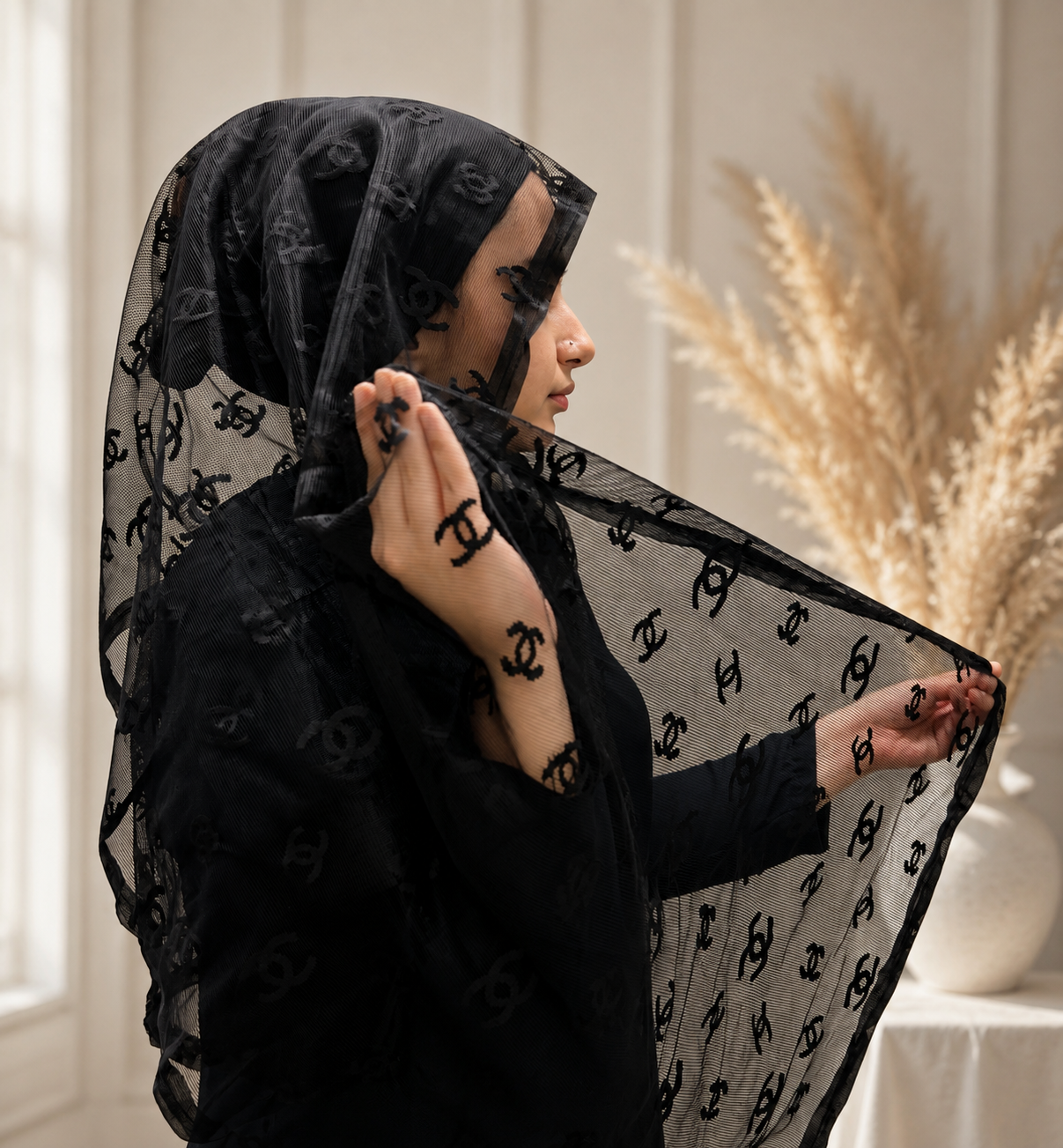 شال مجلسی جنس توری  در5طرح
