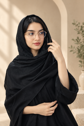 شال جنس اسلپ رنگ مشکی تک رنگ