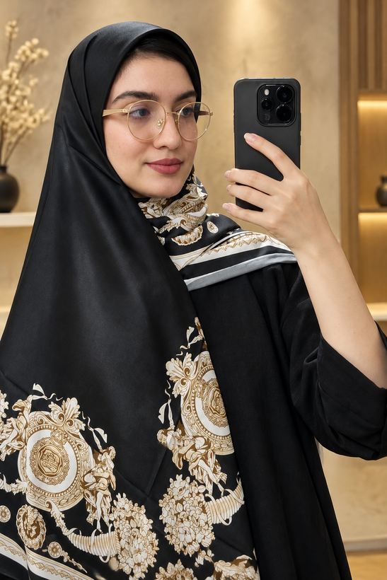 روسری جنس حریر دور دستدوز در ۶ طرح